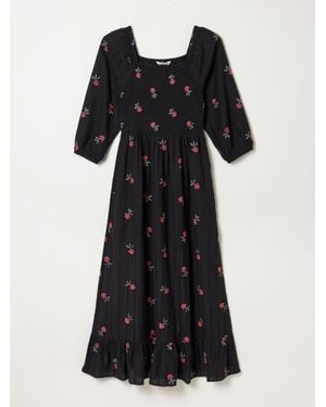 FatFace Fatface Adele Floral Petite Embroidered Midi Dress - Black