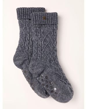 FatFace Fatface Cable Slipper Socks - Grey