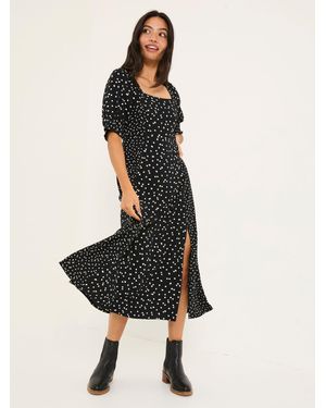 FatFace Bloom Polka Dot Midi Dress - Black