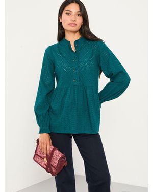 FatFace Ina Broderie Blouse - Green