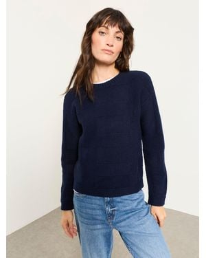 FatFace Elouise Knitted Check Crew Neck Jumper - Blue