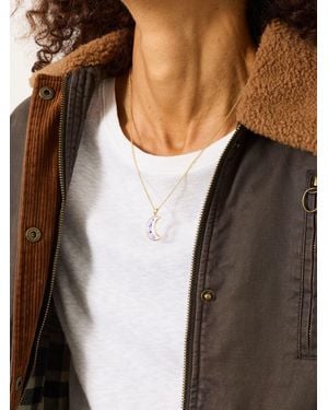 FatFace Moon Flower Necklace - Black