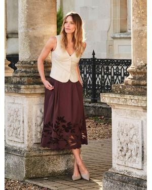 FatFace Fatface Fiona Cutwork Midi Skirt - Brown