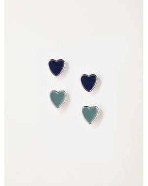 FatFace Fatface 2 Pairs Of Heart Earrings - Blue