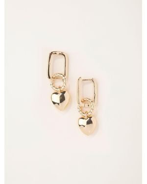 FatFace Fatface Tone Heart Hoop Earrings - Natural