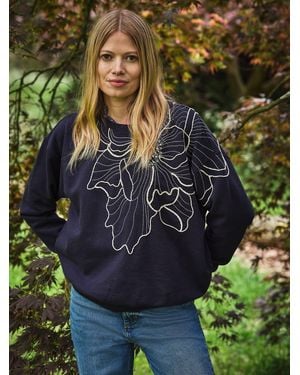 FatFace Alex Flower Embroidery Crew Sweat Top - Green