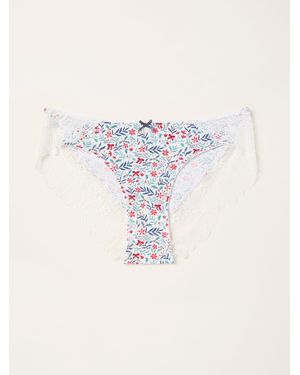 FatFace Fatface Floral Brazillian Knickers - White