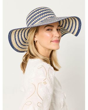 FatFace Stripe Straw Sun Hat - Grey