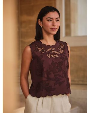 FatFace Meg Cutwork Shell Top - Brown