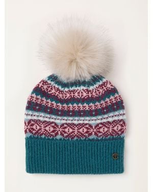 FatFace Fatface Multi Fairisles Bobble Hat - Blue