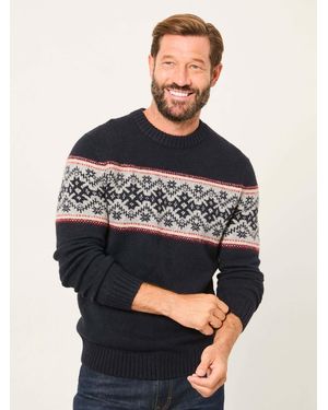FatFace Snowflake Fairisle Knitted Crew Neck Jumper - Black