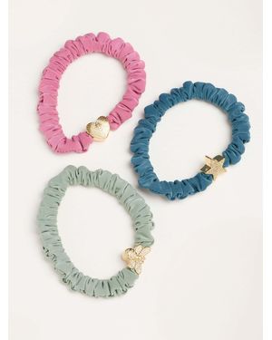 FatFace 3 Pack Charm Hair Ties - Blue