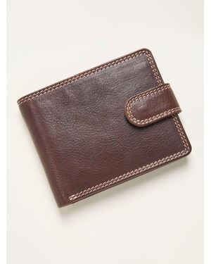 FatFace Contrast Stitch Leather Wallet - Brown