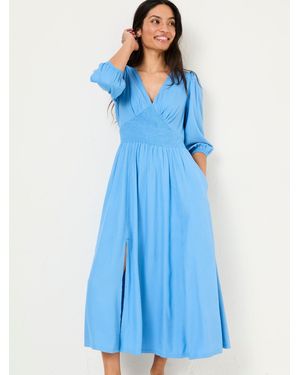 FatFace Rene Textured Midi Dress - Blue