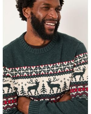 FatFace Reindeer Fairisle Knitted Crew Jumper - Green