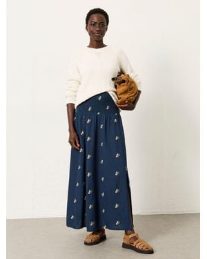 FatFace Fatface Harper Embroidered Midi Skirt - Blue