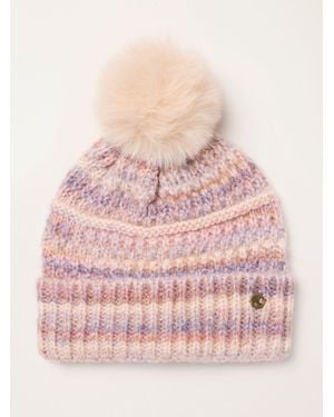 FatFace Fatface Ivory Spacedye Bobble Hat - Pink