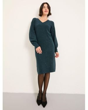 FatFace Fatface Regular Sparkle Knit Midi Dress - Blue