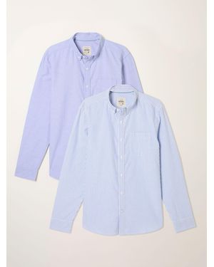 FatFace Fatface Long Sleeve 2 Pack Oxford Shirts - Blue