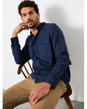 FatFace Fatface Bugle Long Sleeve Garment Dye Utility Shirt - Blue