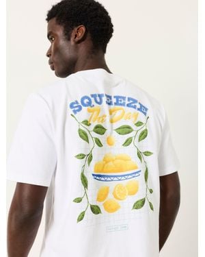 FatFace Relaxed Fit Squeeze The Day Graphic Tshirt - White