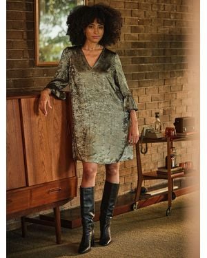 FatFace Lizzie Metallic Dress - Brown