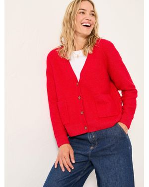FatFace Fatface Polly V Neck Knitted Cardigan - Red