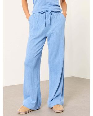 FatFace Lola Pointelle Wide Leg Trousers - Blue