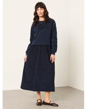 FatFace Fatface Pacey Petite 2In1 Cord Midi Dress - Blue
