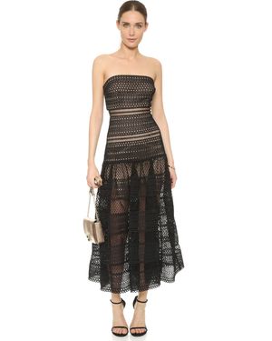 Self-Portrait Sculpted Strapless Dress - Black