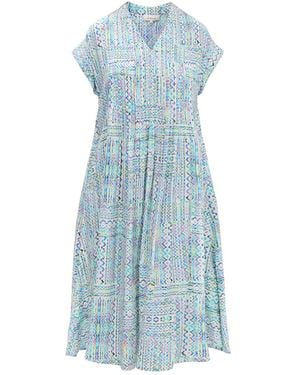 Sahara Patchwork Tie Dye Dress - Blue