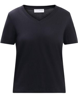 SELECTED Essential Short Sleeves V-Neck Tee - Black