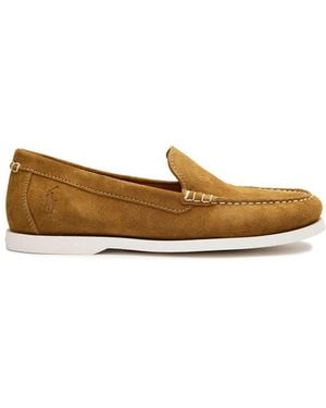 Polo Ralph Lauren Merton Suede Venetian Loafers Tan - White