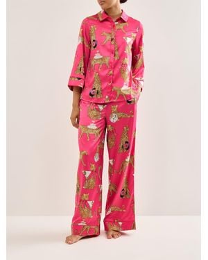 Chelsea Peers Cocktail Leopard Pyjama Set - Pink