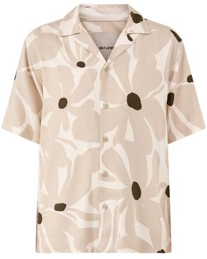 Only & Sons Resort Print Short Sleeve Shirt - Natural