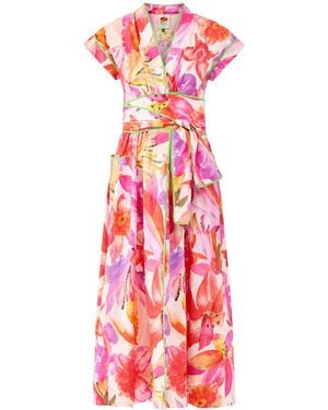 FARM Rio Artsy Flora Off Maxi Dress - Red