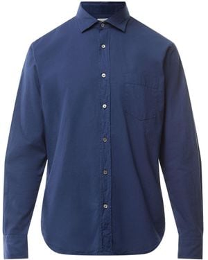 Hartford Summer Voile Paul Pat Woven Shirt - Blue