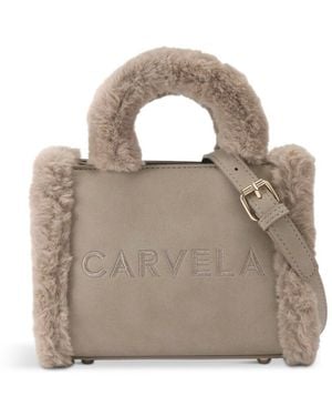 Carvela Kurt Geiger Women's Frame Micro Fur Tote Bag - Grey