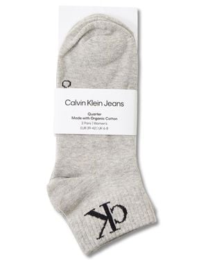 Calvin Klein Quarter 2P Monogram Socks - White