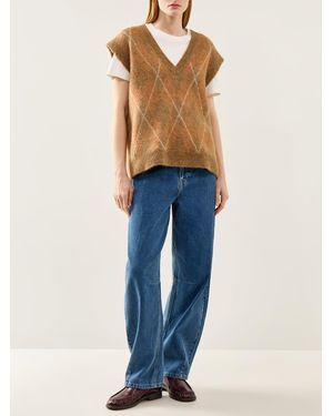 SELECTED Lulu Brushed Argyle Knit Vest Argyle - Blue