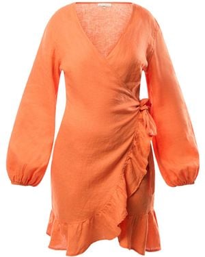 Heidi Klein Women's San Sebastian Mini Linen Wrap Dress - Orange