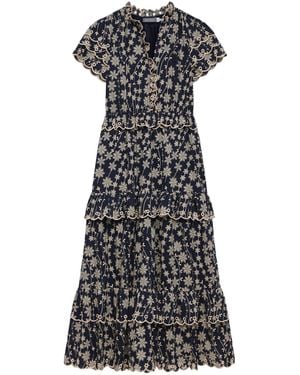 Mint Velvet Women's Navy Floral Print Maxi Dress - Black