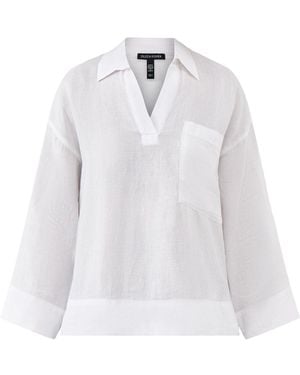 Eileen Fisher Classic Collar Pop-Over - White