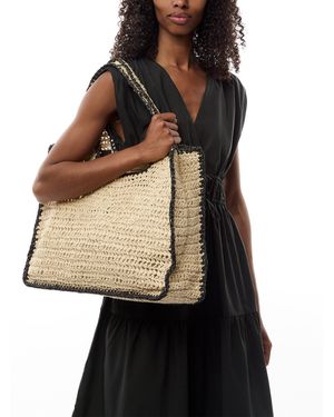 Pieces Lydia Contrast Shopper Bag - Black