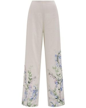 Forever New Soleil Floral Print Wide Leg Trousers Floral Print - White