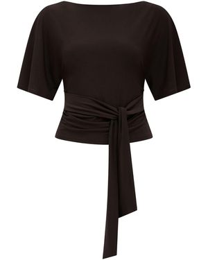 Forever New Paige Flutter Sleeves Tie Back Top - Black