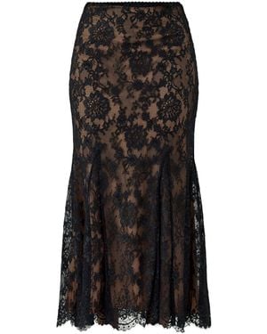 Self-Portrait Lace Midi Skirt - Black
