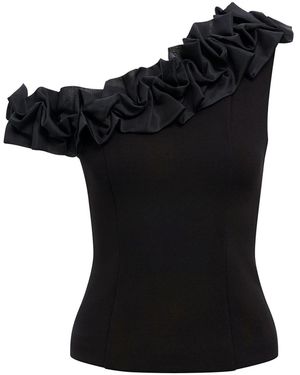 Forever New Sadie Tipped Shoulder Ruffle Top - Black