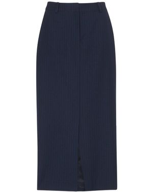 Whistles Women's Pinstripe Tailored Midi Skirt - Blue