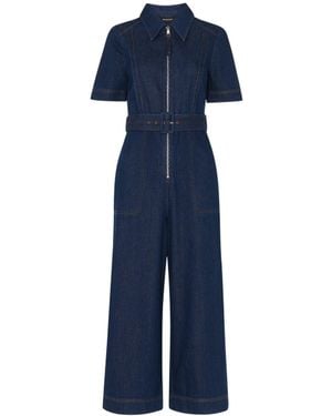 Whistles Pintuck Belted Jumpsuit - Blue